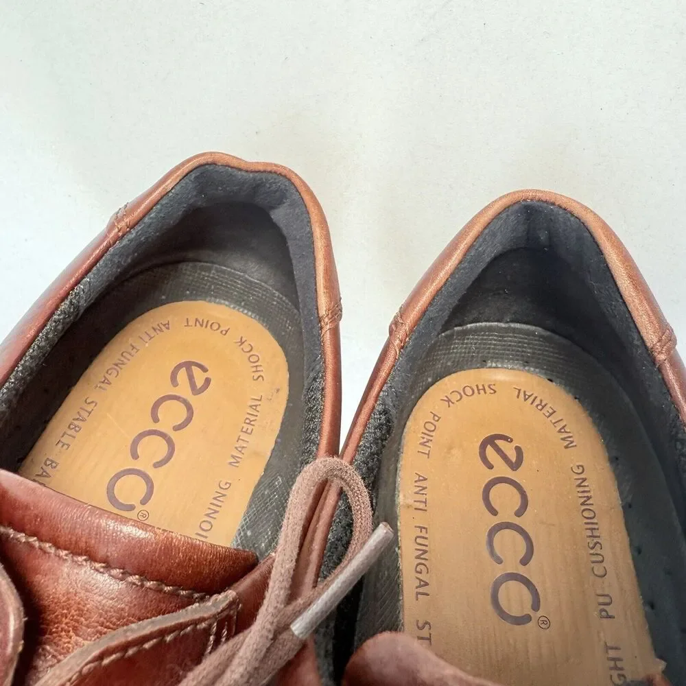 Ecco Shoes Mens 9.5-10 Helsinki Brown Leather Derby Comfort Casual Dress Shoe 43